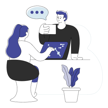 Illustration - Business, workflow, cowormeeting, conversation, discussion, team work, man, woman